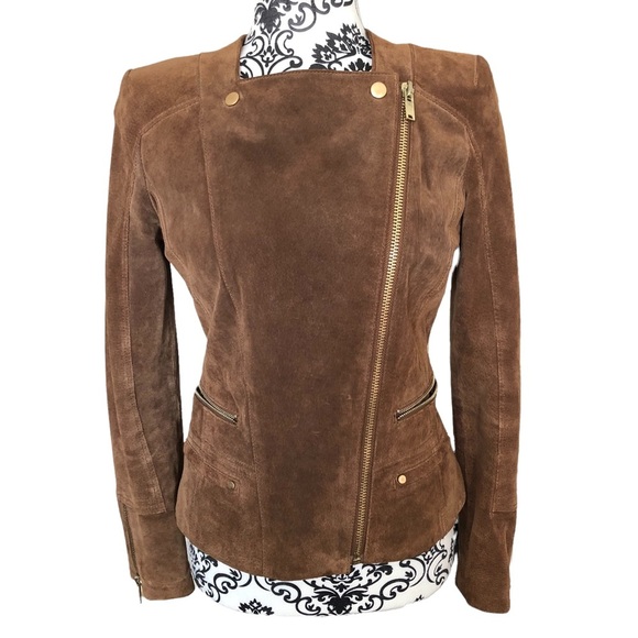 MANGO Leather Brown Jacket - Picture 1 of 13